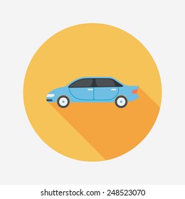 Transportation car flat icon with long shadow,eps10