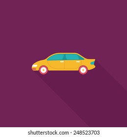 Transportation car flat icon with long shadow,eps10