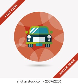 Transportation car flat icon with long shadow,eps10