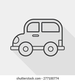 Transportation car flat icon with long shadow, line icon