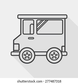 Transportation car flat icon with long shadow, line icon