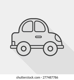 Transportation car flat icon with long shadow, line icon