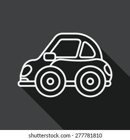 Transportation car flat icon with long shadow, line icon