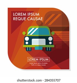 Transportation car flat icon with long shadow,eps10