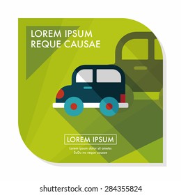 Transportation car flat icon with long shadow,eps10