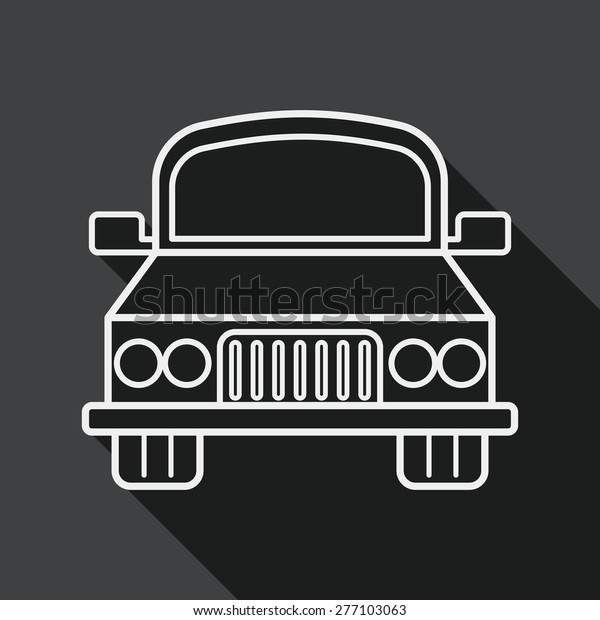 Transportation\
car flat icon with long shadow, line\
icon