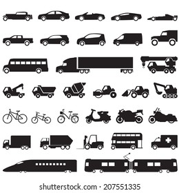 Transportation car icons set