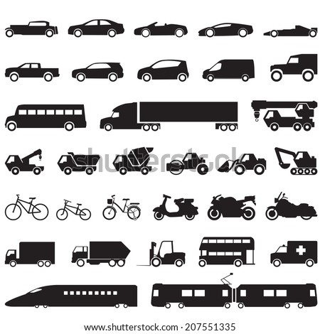 Transportation car icons set