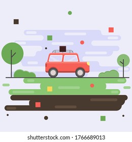 transportation car road trip illustration