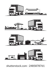 Transporte de contenedor de carga de camión tractor - Ilustración vectorial