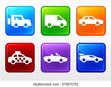 Transportation and cars on Color Square Buttons