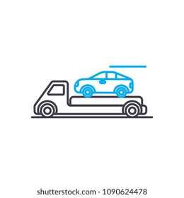 Transportation of cars vector thin line stroke icon. Transportation of cars outline illustration, linear sign, symbol concept.