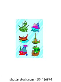 transportation cartoon. water transportation 