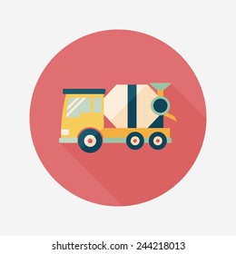 Transportation Cement mixer flat icon with long shadow,eps10