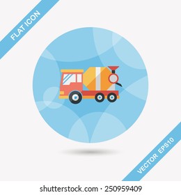 Transportation Cement mixer flat icon with long shadow,eps10