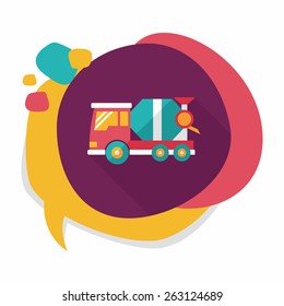 Transportation Cement mixer flat icon with long shadow,eps10