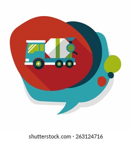 Transportation Cement mixer flat icon with long shadow,eps10