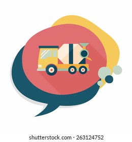 Transportation Cement mixer flat icon with long shadow,eps10