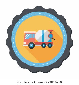 Transportation Cement mixer flat icon with long shadow,eps10