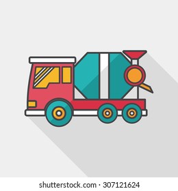 Transportation Cement mixer flat icon with long shadow,eps10