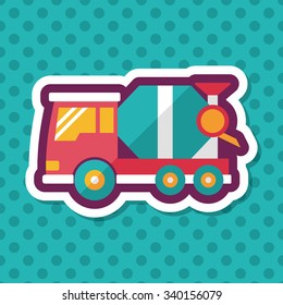 Transportation Cement mixer flat icon with long shadow,eps10