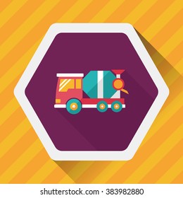 Transportation Cement mixer flat icon with long shadow,eps10