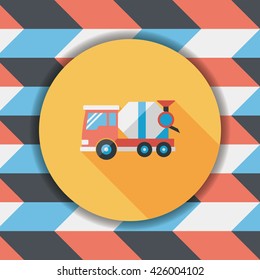 Transportation Cement mixer flat icon with long shadow,eps10