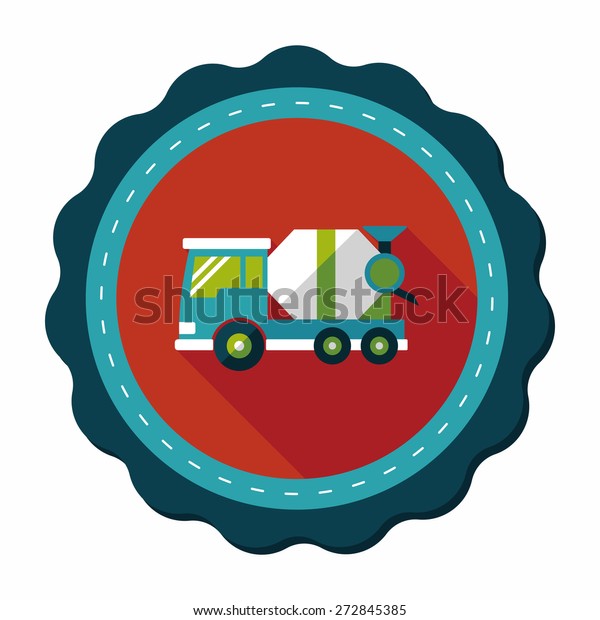 Transportation Cement mixer flat icon with
long
shadow,eps10
