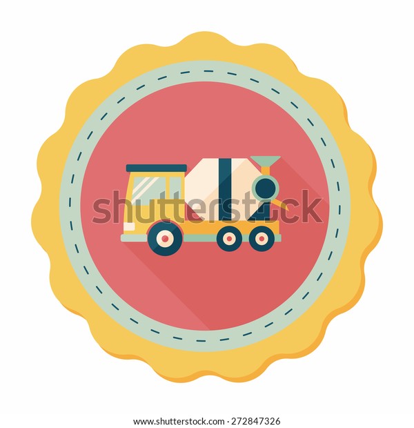 Transportation Cement mixer flat icon with
long
shadow,eps10