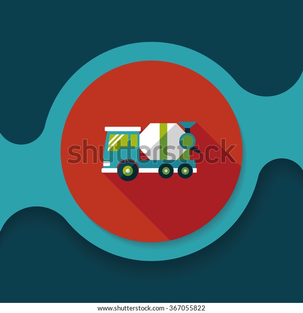 Transportation Cement mixer flat icon with\
long\
shadow,eps10