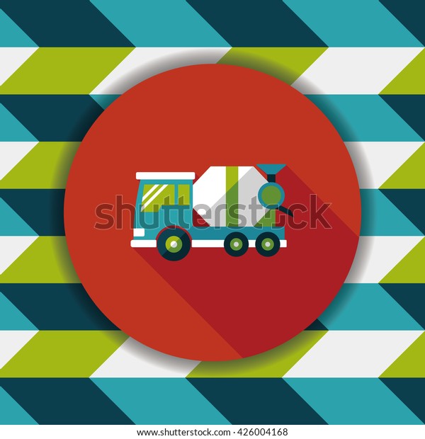 Transportation Cement mixer flat icon with\
long\
shadow,eps10