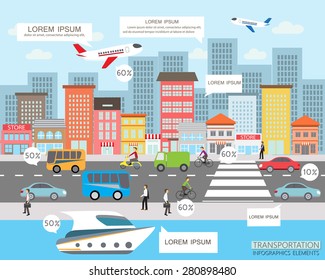 transportation and city traffic infographics element. can be used for workflow layout, diagram, web design, banner template. Vector illustration