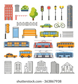Transportation and City Traffic Infographics Elements. Vector Illustartion Set