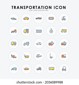 Transportation color flat line icon