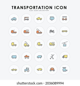 Transportation color flat line icon