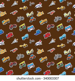 transportation color icons seamless. Placed on brown background. In vector format.