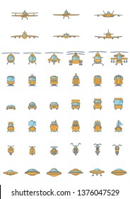 Transportation colored icons set