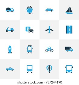 Transportation Colorful Icons Set. Collection Of Missile, Scooter, Way And Other Elements. Also Includes Symbols Such As Sign, Sailing, Van.