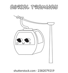 Transportation Coloring Page. Aerial Tramway Color Page.