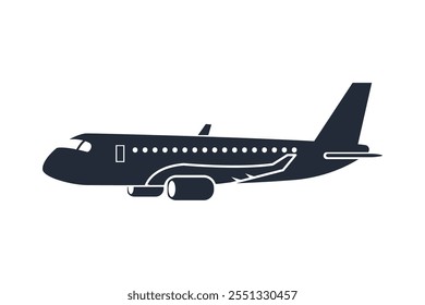 transportation commercial airplane silhouette isolated icon