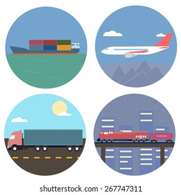 Transportation concept icons