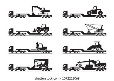 Transportation of construction machinery - vector illustration
