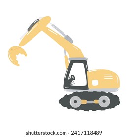 transportation for the construction site, cargo truck, bus, excavator, crane, tractor. construction machinery