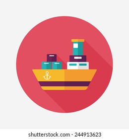 Transportation Container ship flat icon with long shadow,eps10