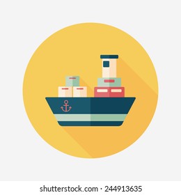 Transportation Container ship flat icon with long shadow,eps10