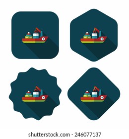 Transportation Container ship flat icon with long shadow,eps10