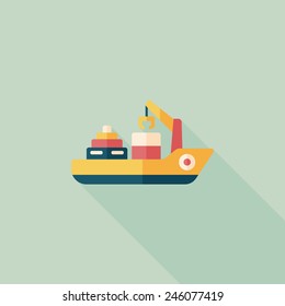 Transportation Container ship flat icon with long shadow,eps10