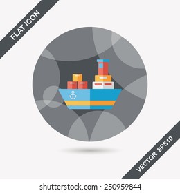 Transportation Container ship flat icon with long shadow,eps10