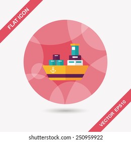 Transportation Container ship flat icon with long shadow,eps10