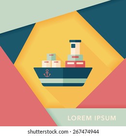 Transportation Container ship flat icon with long shadow,eps10